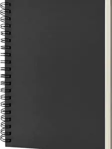 Blank Spiral Notebook, 1-Pack, Soft Cover, Sketch book, 100 Pages / 50 Sheets, 7.5 inch x 5.1 inch (Black)