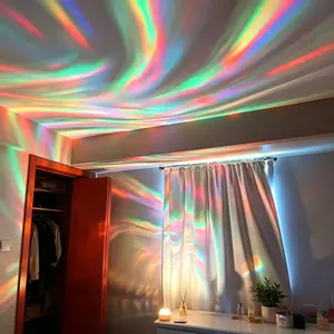 Aurora, Water Ripple and Sky Projector Light, 1/2 Counts USB Rechargeable 16-color LED Projector Lamp with Remote Control, Northern Lights Ambient Ceiling Light, Ceiling Projection Lamp for Room Decor, Party Lighting Decoration