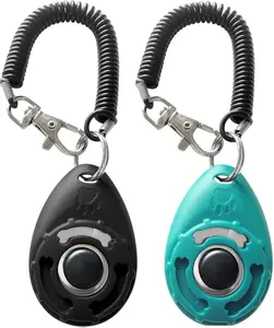 Pet Training Clicker with Wrist Strap Dog Behavior Training Tool Black Blue for Puppy Obedience Practice