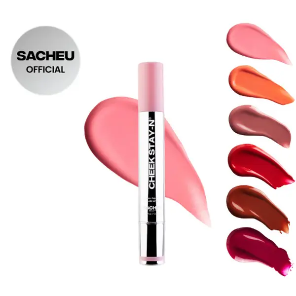 sacheu Cheek STAY-N blush - All-day Liquid Blush Tint Makeup - Long-lasting, buildable, ultra-blendable dewy blush - Comes in Rose Peach and others