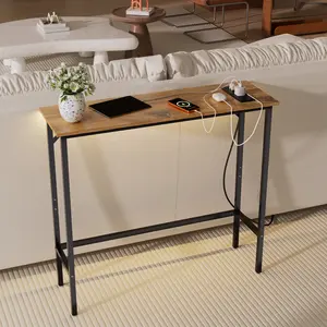 Narrow Console Table with Led Light and Charging Station，29.5" Small Entryway Table，Display Table，Entryway Hallway Thin Sofa Table Behind Sofa, Small Spaces, Living Room