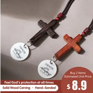 Bible Verse Car Rearview Hanging Cross Ornament Solid Wood Carving Hand-Sanded Christian Accessories for Rearview Mirrors  Spiritual Touch&Vehicle  Holiday Gift