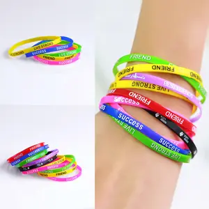 12 Pcs Inspirational Silicone Wristband Set, Live Strong Success Friend Silicone Bracelets, Motivational Rubber Band Bulk Pack for Events & Gifts