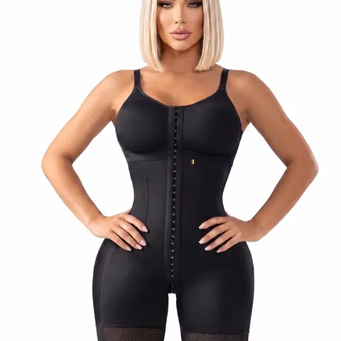 Colombian Faja with Built-in Bra | Boned Waist Sculpting + Butt Lifting | Pre-Molded Glutes | Silicone Lace Anti-Roll | 3-Row Hook + Zipper | Tummy Control | Snatched Body
