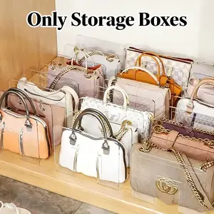 Three Acrylic Storage Boxes with 3 Rows And 4 Columns, Transparent Multi-Compartment Design, Closet Storage System, Suitable for Handbags, Wallets, Sturdy, Ideal for Closets, Drawers, Under-Bed Storage