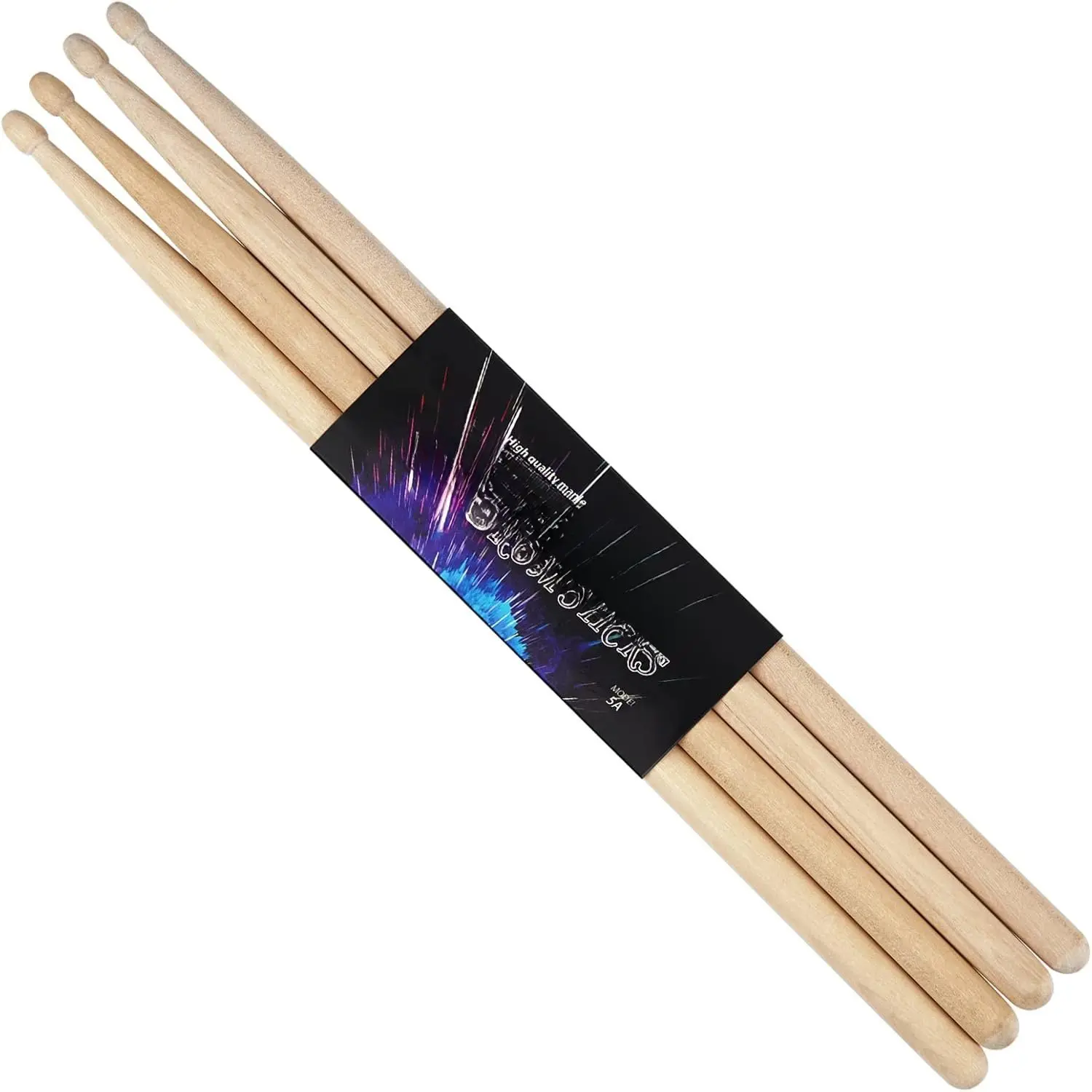5A Maple Drum Sticks - 2 Pairs for Drummers, Classic, Portable, Lightweight, Easy to Hold