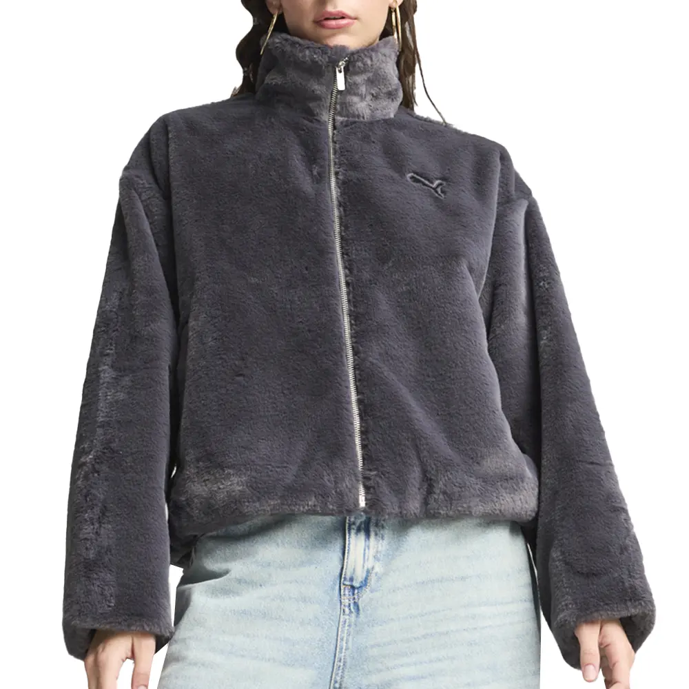 PUMA Womens Soft Fleece Jacket Athletic Outerwear Casual - Grey