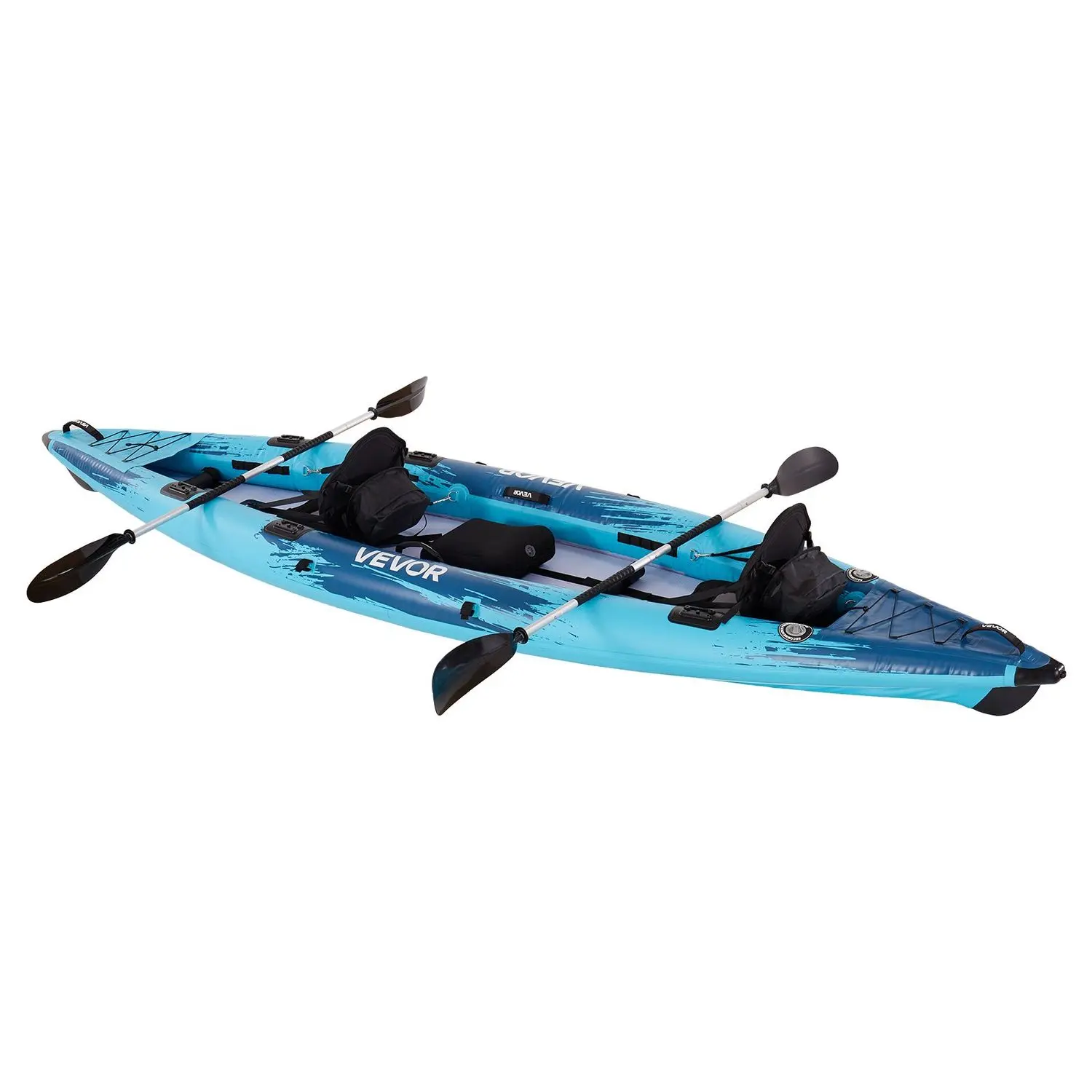 VEVOR Inflatable Kayak, 2-Person Inflatable Recreational Kayak 700LBS Capacity, Leak & Puncture-Resistant with Padded Seat, PVC Drop-Stitch Floor, 2 Paddles, Hand Pump & Carry Bag for Fishing Camping