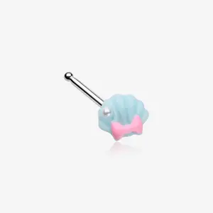 Kawaii Pop Pastel Ariel's Shell with Bow-Tie Nose Stud Ring