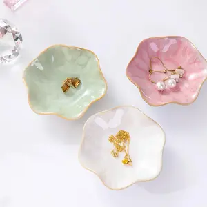 Ceramic Jewelry Storage Tray, 1 Count Irregular Shaped Jewelry Key Sundries Storage Holder, Home Organizer for Living Room Bedroom Bathroom Kitchen