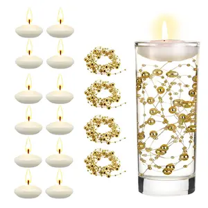 Floating Water Candle with Star Beads, Decorative Floating Ball Candles for Weddings & Hotels, Tea Light Candles, Decorative Ambiance Lighting