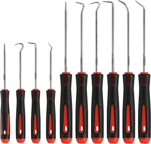 Hook and Pick Set  10 count Precision Pick Tools with Non-Slip Grip for Automotive, O-Ring, Seal & Gasket Removal, Mechanical and DIY Use Tool Set, Picks Precision Hooks Puller Remover Tools