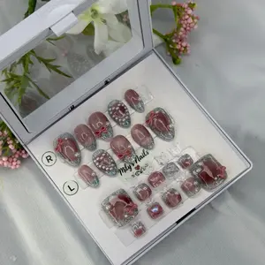 Luxury Bow Cat Eye Nail Set – Hands & Toenails | Size Small
