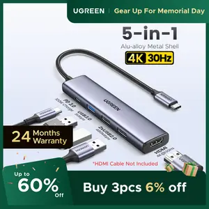 UGREEN 5-in-1 USB-C Hub, 4K HDMI Adapter（HDMI Cable Not Included) with 100W PD, 3 USB-A Ports, USB-C Dongle for MacBook Pro2017-2025,MacBook Air2018-2025, iPadPro 2021/2022/2024/2025, iPhone 15/16/17 Series, Samsung Galaxy S25/S24,XPS, ThinkPadmemorialday