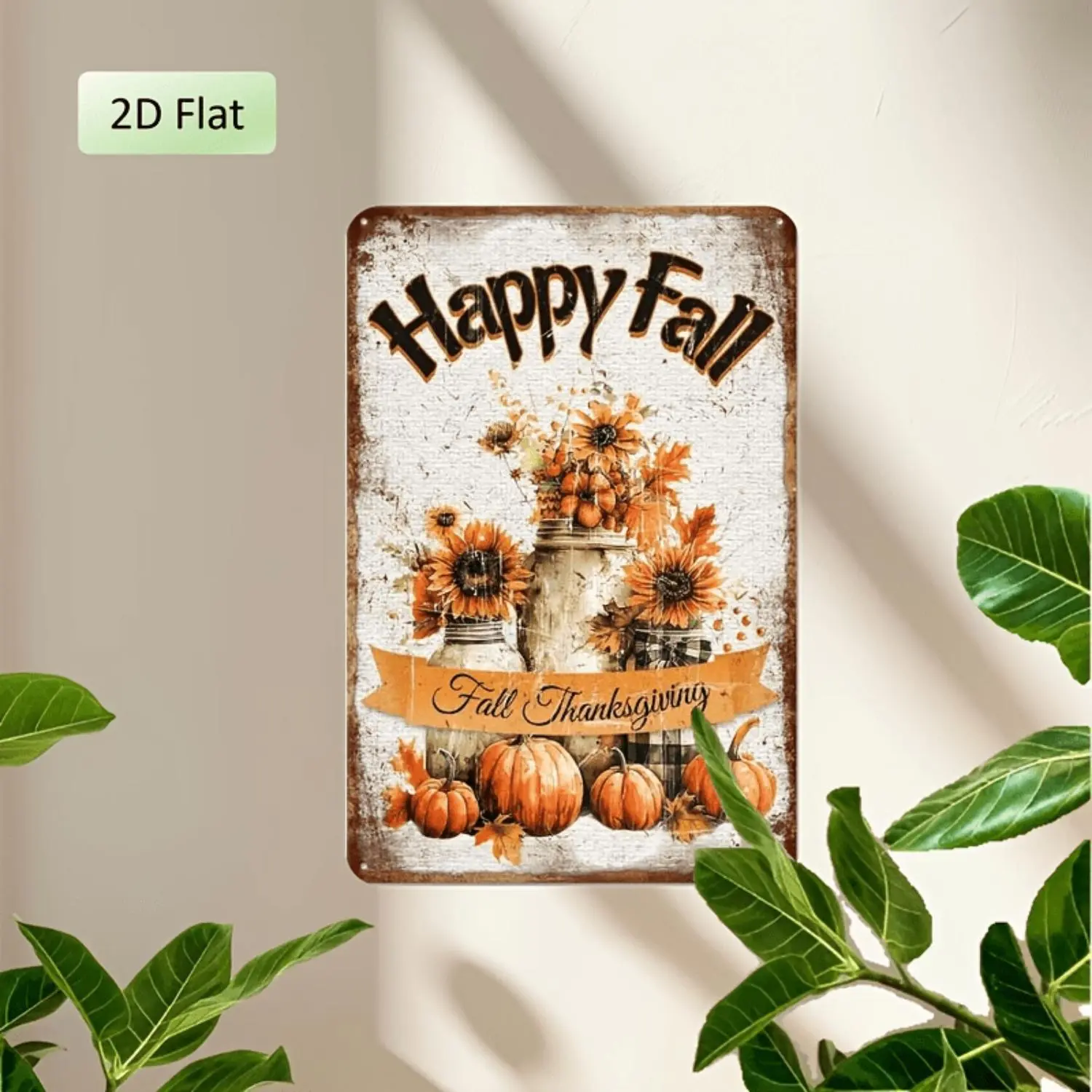 1Pc Vintage Fall Sunflower Pumpkin Vertical Iron Sheet Painting Happy Fall Thanksgiving Autumn Vase Wall Decor Thanksgiving Day Tin Signs Art Plaque Poster Wall Decor For Home Bar Cafe Decorative Sign Housewarming Gift