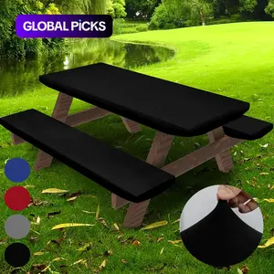 Picnic Table Bench Cover Set, 3 Counts/set Including 1 Count Table Cover & 2 Counts Bench Cover, Elastic Tablecloth Set for Camping, Outdoor Dining #GLOBAL PICKS