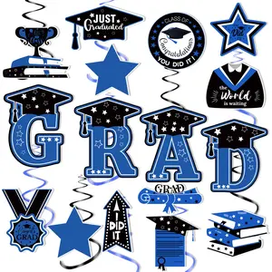 16 Sets 2026 Graduation Hanging Fringe Decorations, Blue Graduation Ribbon Decor, Party Supplies for 2026 Graduation Celebration
