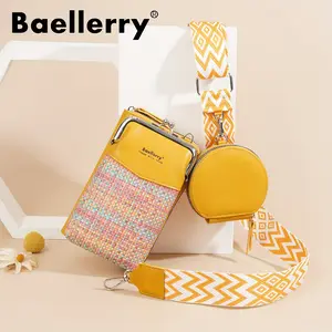 Baellerry New Mini Women's Phone Bag Color-Block Fashion Shoulder Bag Ethnic Style Strap Versatile Crossbody Mother-Daughter Bag