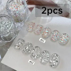 Colorful Ab Glitter Nail Sequins, Irregular Nail Decorations for DIY Valentine's Day, Bridal, French and Art Nail Designs, Iridescent Shimmer, Nail Art Supplies