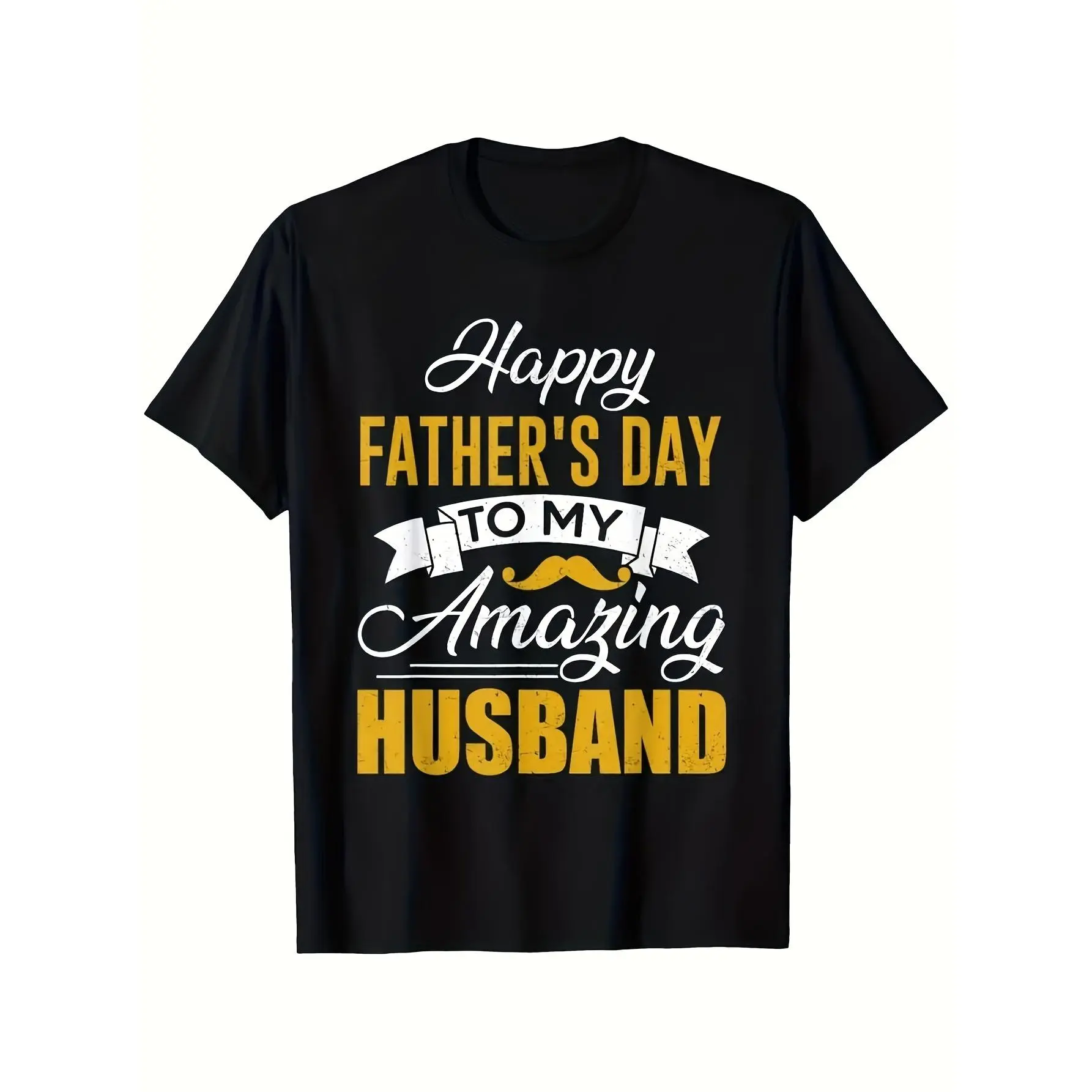 Classic Cotton T-shirt for Men with 'To My Awesome Husband' Graphic Print, Comfortable Short Sleeve Top for Father's Day or Couples Gift, Tshirt, Garment, Shortsleeve, Casual, Menswear