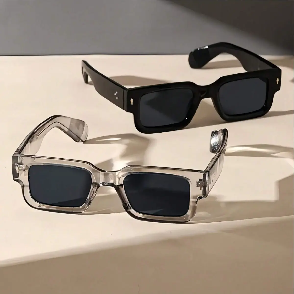 Retro Chunky PC Sunglasses, Unisex Statement Frame Glasses with a Lightweight Polycarbonate Frame for Outdoor Travel and Everyday Use, Affordable Fashion, Anti-Glare, Full Rim, Rectangular, Beach, High Quality Eyewear, Must Have Glasses, Outdoor Glasses
