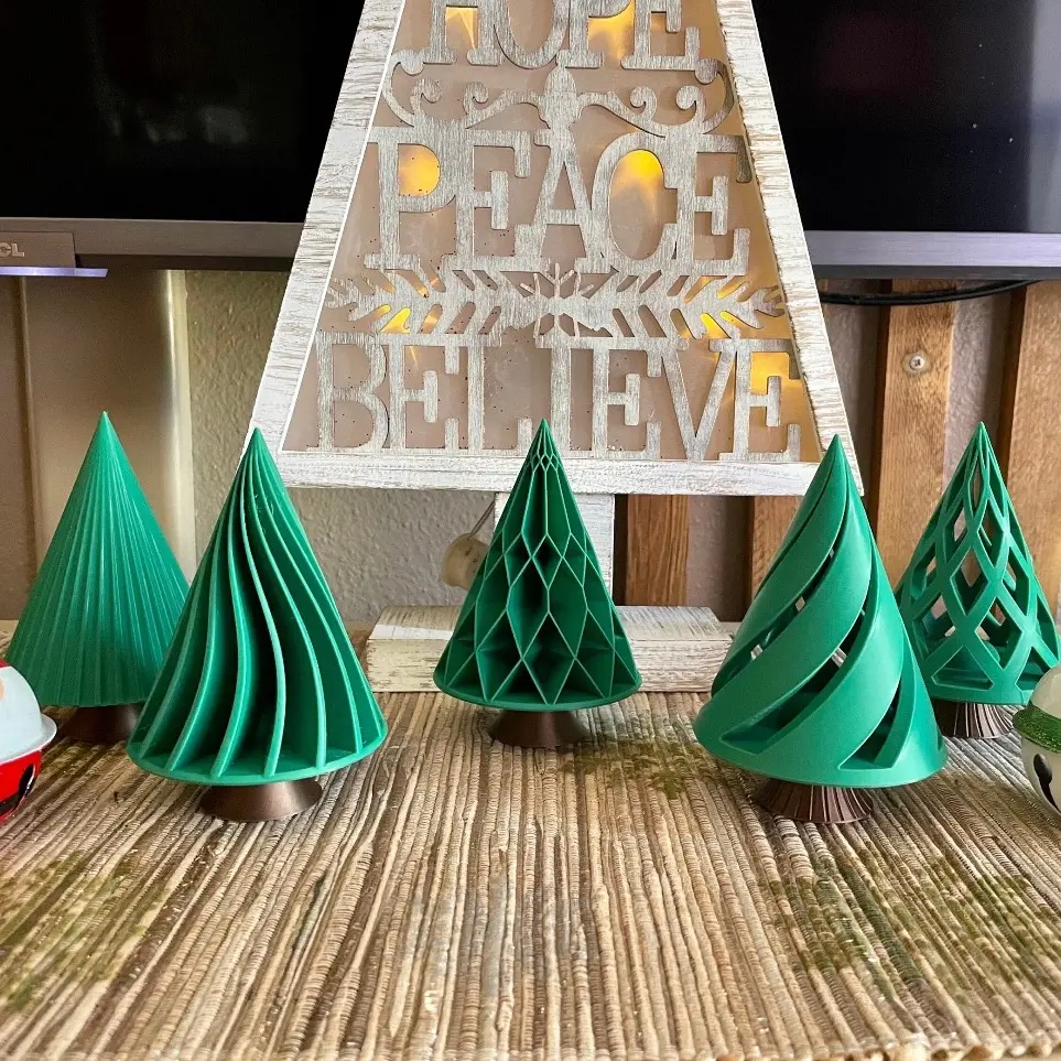 Enchanted Forest Christmas Trees Set of 5 | Eco-Friendly 3D Printed Tabletop Decorations - Gift