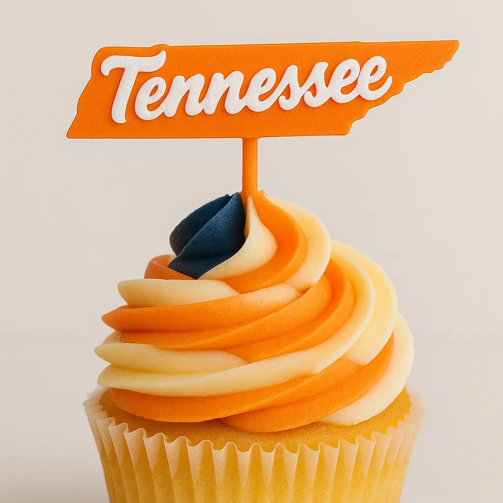 University of Tennessee Themed Orange & White Cupcake Toppers Set of 12 Tennessee Design for Graduation Party Decor