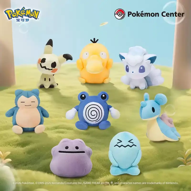 Pokemon Center Official Transform! Ditto As Plush Doll, Mimikyu Psyduck Alolan Vulpix Snorlax Poliwhirl Lapras Wobbuffet Cute Stuffed Collectible Toy