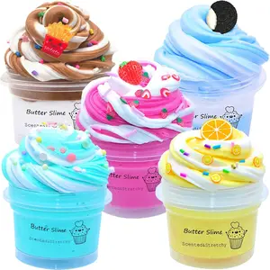 5 Pack Butter Slime,Pink Strawberry, Blue Ice Cream,Two-Toned Colorful Slime,Super Soft and Non-Sticky,Birthday Gifts for Kids,Party Favor for Girls & Boys.