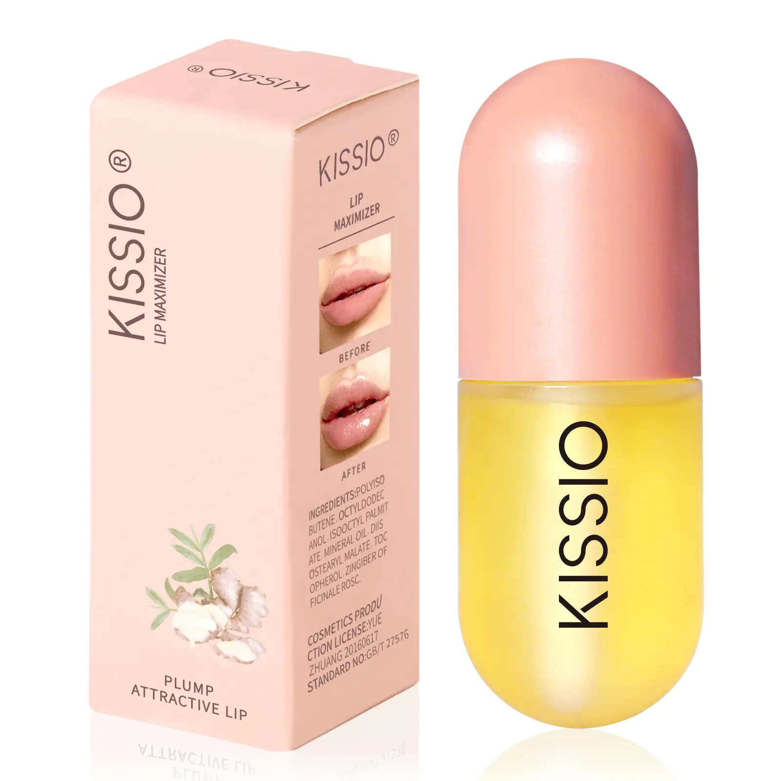 KISSIO Lip Plumper,The packaging is very small and easy to carry,Natural Lip Plumper,KISSIO lip plumper for day use,Lip Plumper Gloss Make Lips Fuller and Moisturizing 5.5ml