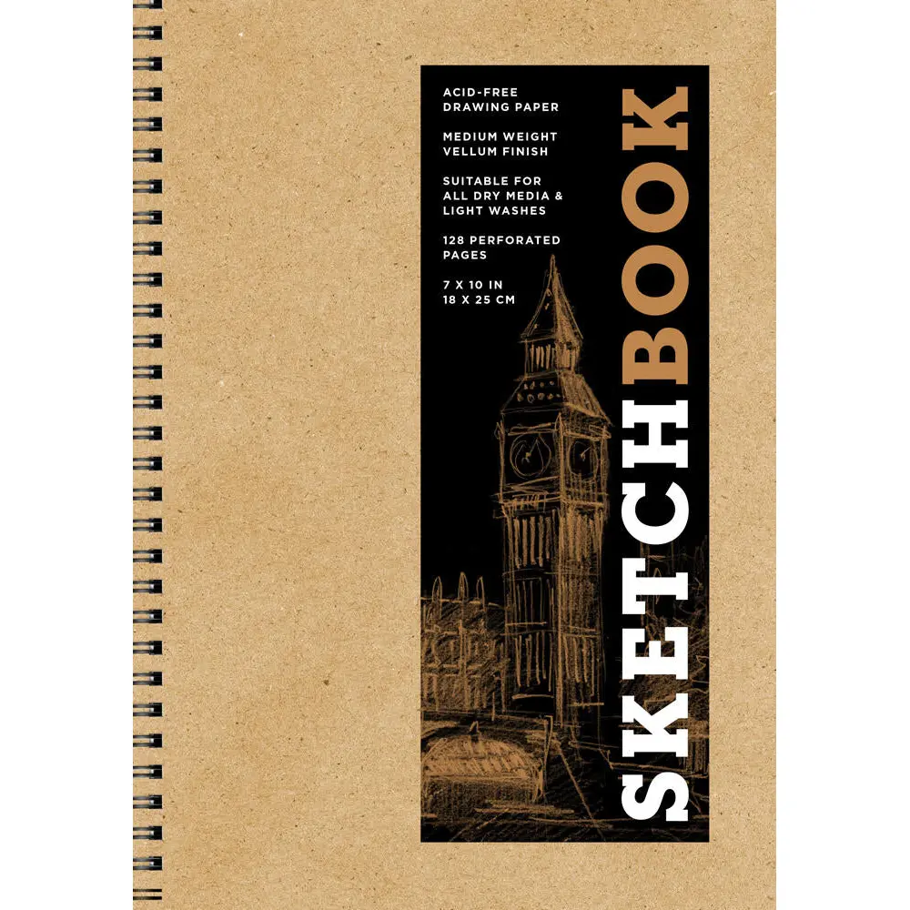 Sketchbook 7 x 10" Kraft Spiral Hardcover Mixed Media Sketchbook for Drawing
