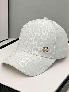 1 piece embroidered M-letter rhinestone decorated baseball cap, all season outdoor sunshade and sun protection duckbill cap, high-end fashionable casual trendy hat, suitable for daily travel and outdoor sports, Adjustable hat