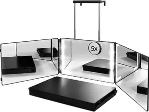 USB Rechargeable LED Makeup Mirror 3 Way Trifold and 5X Magnifying Mirror Wall-Mounted With Adjustable Lights,Ideal Gifts For Men And Women