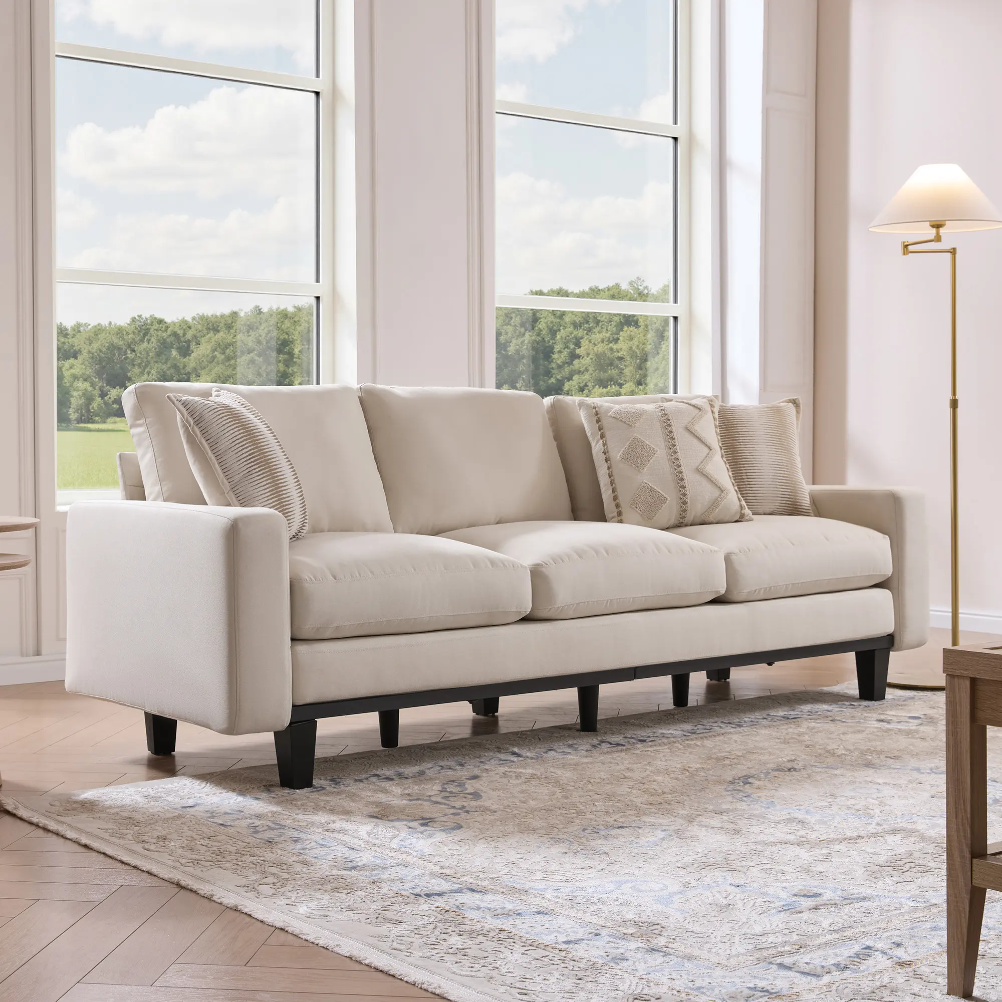 [Summerwins]AMERLIFE 3 Seater Sofa with Deep Seat, Modern Fabric Couch for Living Room, Full Metal Support, Pet-Friendly Comfy Sofa, Standard Couch for Bedroom & Apartment, Sofas Living Room
