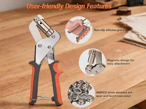 tarp tools 500Pcs 3/8Inch ID Grommet Tool Kit, Tarp Grommet Eyelet Tool Kit for Fabric with 10mm ID Grommets, Manual Grommet Press Fabric Hole Punch Tool for Tarp, Fabric, Banner and Canvas
