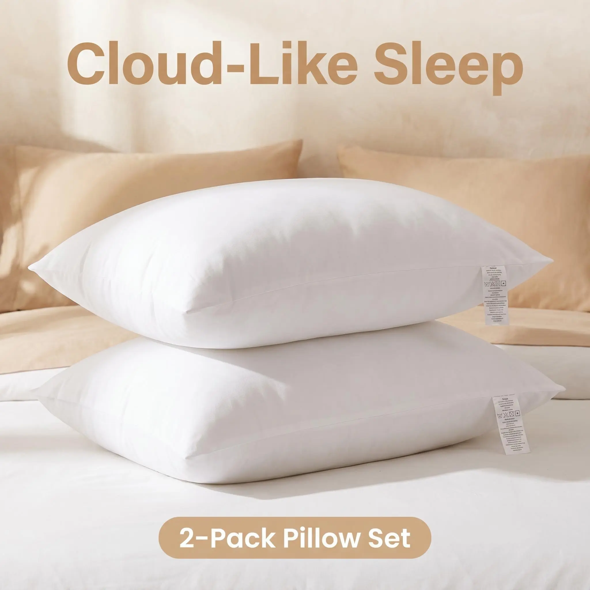 Bedsum 2 Pack Bed Pillows for Sleeping, Soft Supportive Pillows for Side Back and Stomach Sleepers, Breathable Hotel Quality Pillows
