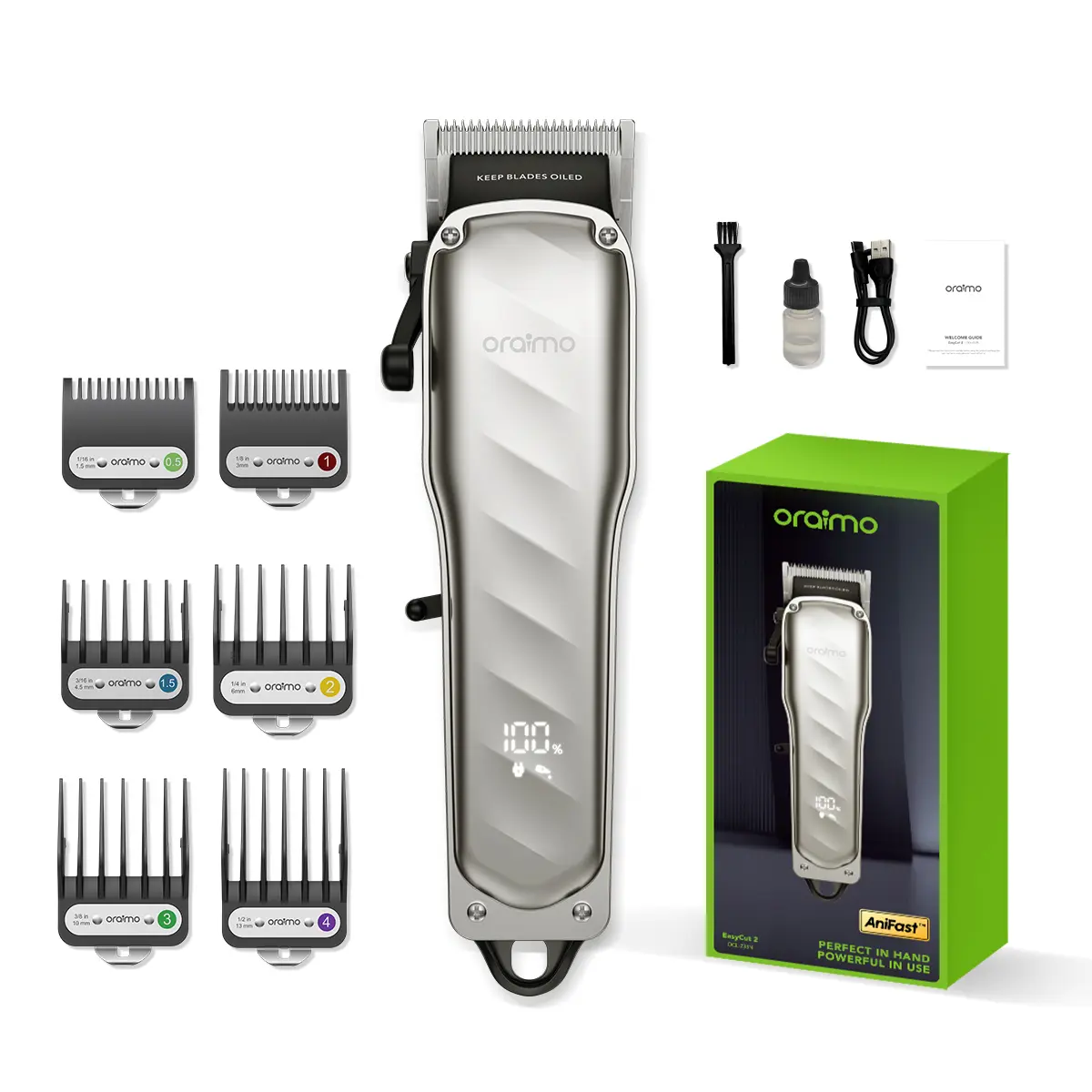 Oraimo Cordless Hair Clippers for Men, 7000RPM Real Motor Fast Charging, Zero Gap Blade, Durable Guide Combs, LED Display Professional Barber Trimmer for Fades & Beard,back to school,back to school haul