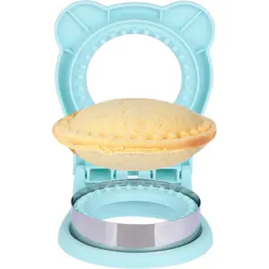 Sandwich  and Sealer, Stainless Steel Uncrustable Sandwich Maker with Crimper,Round Circle Shape for Peanut Butter Jelly, Pancake, Cookie,Crustless Bread Sealer for  Lunchboxes (Light Blue)