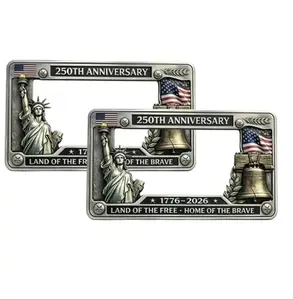 250th Anniversary Commemorative LicensePlate Frame,United States 250 Year AmericanCar Plate Frame, License Plates Holder,250Anniversary USA Car Tag Cover, AluminumLicensePlateFrame Fits Standard