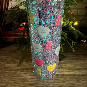 Glow glitter 20 oz snow globe tumbler