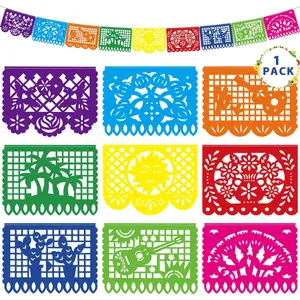 Cinco De Mayo Party Banner - 18FT Colorful Floral Flag with 9 Mexican Themed Patterns for Cinco De Mayo Decorations