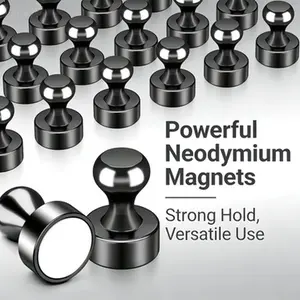 Heavy Duty Fridge Magnets - Multi-Use Strong Magnetic Push Pins for Refrigerator, Whiteboard, and Office Organization, Durable Metal Magnets for Kitchen Notes, Classroom Maps & Locker Decor