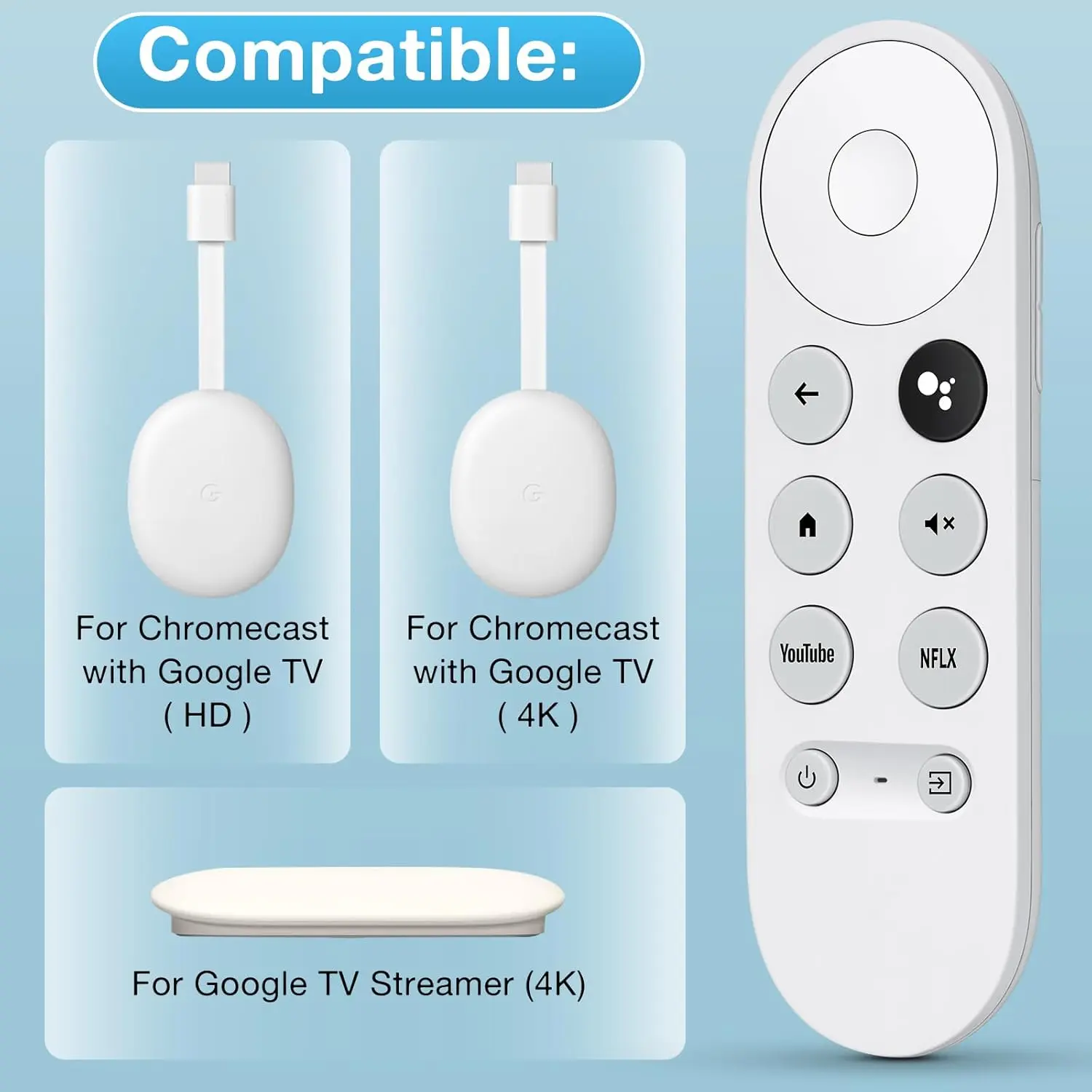 New Replacement Remote Control G9N9N for Chromecast Google TV Voice Bluetooth IR GA01920-US GA01923-US GA01919-US Device Compatible with Google TV Devices