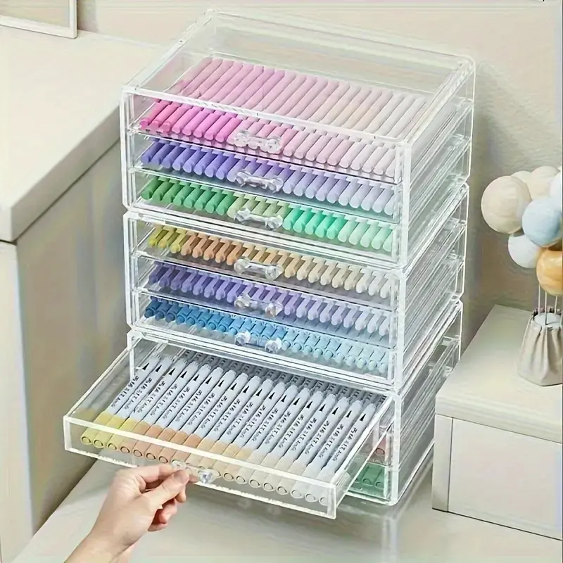 Large Capacity Clear Acrylic Desk Drawer Organizer Multi Compartment For Office School Supplies Pens Markers Tape Storage Home Workspace Stationery Storage Organizer Stationary Organizer Holder