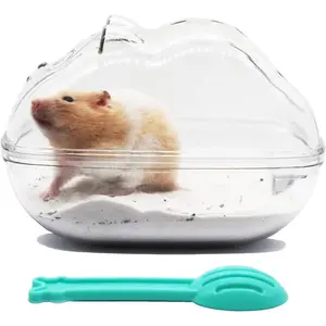 Hamster Sand Bath Container with Cleaning Scoop Big Space Easy to Clean for Dwarf Hamster Gerbil Small Animals