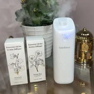 CoreFavor Waterless Essential Oil Diffuser, 4.06fl oz(120ml) Portable Battery Operated Cold Air Aroma Scent Machine, 4 Adjustable Intensity Levels, Quiet Diffuser for Bedroom, Office, Bathroom, Car