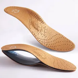 Unisex High Arch Support Shoe Inserts, Leather Material, Ideal for Running and Walking, Molded Design, Sporty Style, All-Season Use