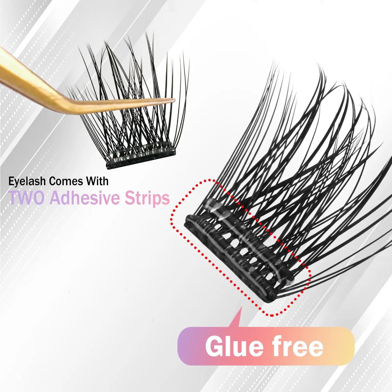 WONSIS Self Adhesive Eyelashes, 156 Pcs Self Adhesive Eyelash Clusters, No Glue Needed, Invisible 2-Strip Tape - Longer Lasting, No Sticky Residue Pre Glued Eyelashes (Volume-Mixed) Daily Makeup Eyelash Extension Cosmetic