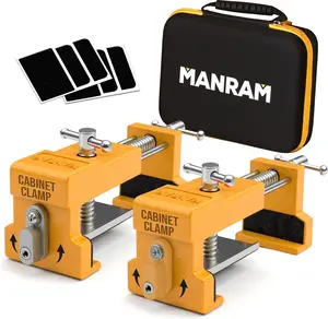 Cabinet Clamps 2 Pack with Protective Case, Cast Construction, Integrated Guide with EVA Pads, Face Frame Alignment Tool Clamp for Cabinet Installation & Woodworking