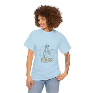 Women's Virgo 'Perfectly Built' Zodiac Short-Sleeve T-Shirt — Round Neck, Soft Fabric, Casual Astrology Print Tee, Birthday Gift